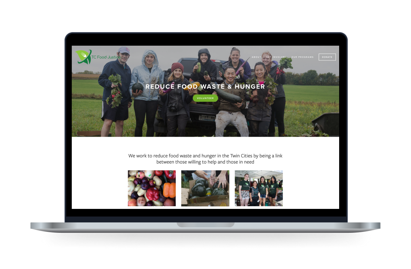 The TC Food Justice website displayed on a laptop